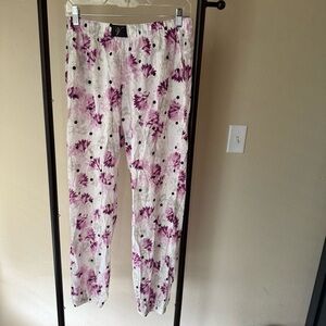 Victoria's Secret White Pajama Pants with Purple Floral Print